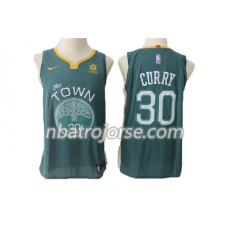 Män Golden State Warriors Tröja Stephen Curry 30 Nike 2017-18 Grön Swingman
